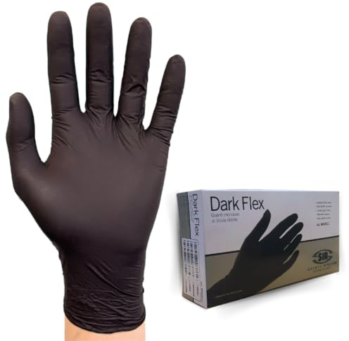 Sir Safety System Einweghandschuhe Nitril/Vinyl Dark Flex (Packung mit 100 Stück), S Nitrilhandschuhe und schwarzes Vinyl, Einweghandschuhe, Arbeitshandschuhe M, latexfrei und puderfrei. 100