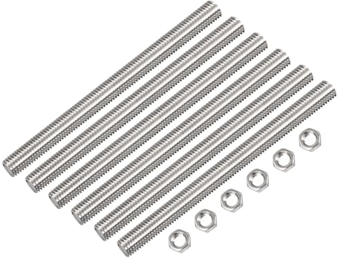 QUARKZMAN 6 Pcs M10 x 300mm Tige Fileté Entièrement avec 6 Pcs Écrous Hexagonaux, 1.5mm Pas de Filetage en Acier Inoxydable 304 Droite Main Tiges Fileté Barre Goujons