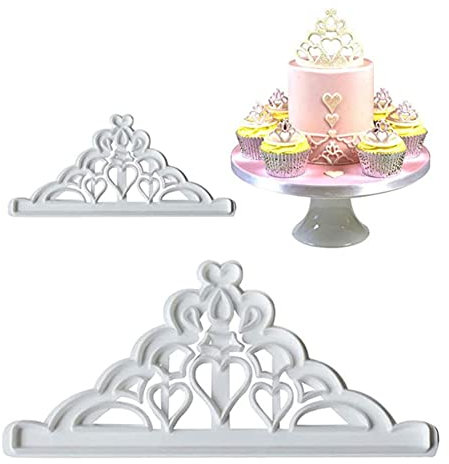 6 cortadores de galletas de corona de plástico, decoración de cupcakes de corona de princesa, para cumpleaños, fiestas, cenas, pasteles, fondant, galletas, azúcar, pudín, chocolate, postre, vela dura