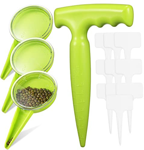 POPETPOP 14pcs Adjustable Handheld Seed Dispenser Planter Dibbler and Plant Labels for Efficient Gardening for Seed and -term Use