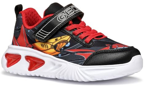 Geox J Assister Boy B Sneaker, Black/Yellow, 27 EU