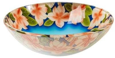 Lavabo de Salle de Bain Lavabo-vasque de salle de bains Lavabo de mode rond Lavabo de comptoir d'art d'hôtel Lavabo en verre trempé Lavabo en Céramique(Sink only)