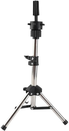 OVAQUIXI Adjustable Mannequin Head Tripod Stand Silver | Hairdressing Training, Curling Dyeing Practice, Styling Clamp