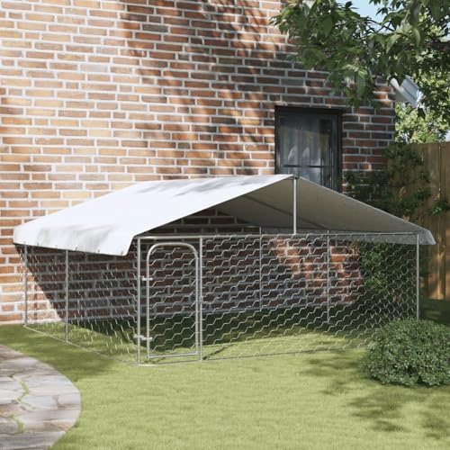 qohoio Chenil extérieur avec Toit 300x300x150 cm Cage pour Chien,Cage pour Chat,Chenil pour Chien