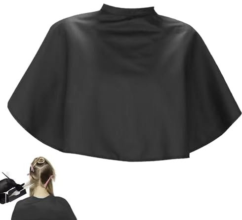 Capa de peluquería, capa de corte de pelo de salón impermeable negra para mujeres, hombres y niños, capa de tinte para el cabello, chal de corte de pelo, capa corta de peluquero, delantal de maquillaj