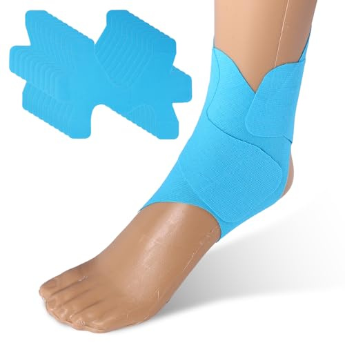 10st Förskuren Kinesiologitejp för Ankel, Andningsbar Latexfri Atletisk Tejp Elastiska Sporttejpremsor Förhindra Vristvrickning Kinesiologiplåster för Ankelligamentstöd och Stabilitet