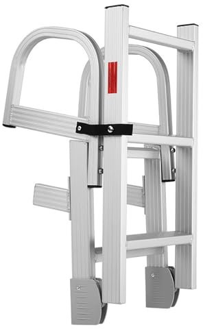 Escalera Plegable 5 Escalones para Pontón, Escalera Cuerda Extensible De Aluminio con Pasamanos Antideslizantes Y Banda Goma,soporta 200kg, Resistente Al Sol Y a La Lluvia, No Se Oxida