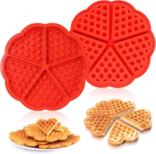 2 stampi per waffle in silicone, a forma di cuore, in silicone, per muffin, per la cottura, per la decorazione della cottura, per waffle, muffin, cottura
