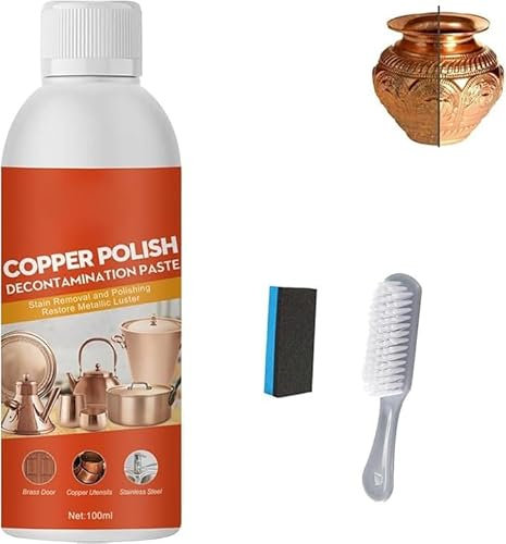 Cleaner PoLIsh spray in ottone e rame, detergente per rame e polveri, detergenti per rame per pentole e padelle, ottone C-leANer e spray lucidante, rimuove delicatamente e rimuove l'ossidazione, 100