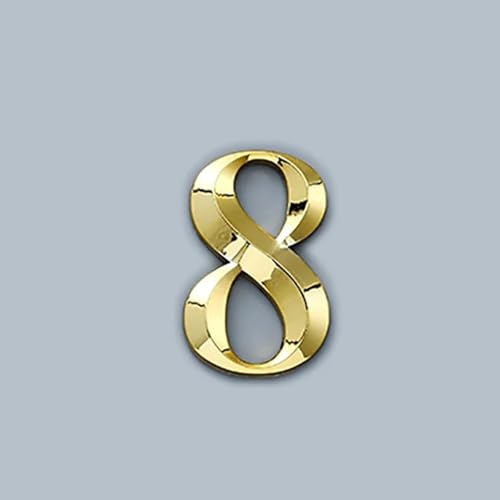 Autocollants Numéros Maison Autoadhésifs 3 Pouces, Numéro Porte Moderne en ABS 7cm, Plaque Adresse en Or/Argent/bronze pour Décoration Murale, Hôtel, Appartement, Café, Plaque, Maison(Gold 8)
