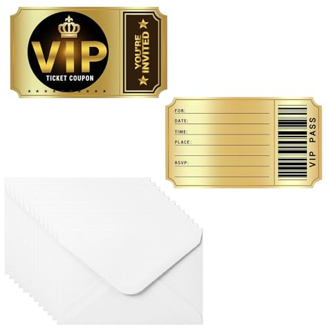 12 Set VIP Invitations Double Sided Movie Birthday Party Invitation Cards with Envelopes for Girls Ladies Women (12, gold)