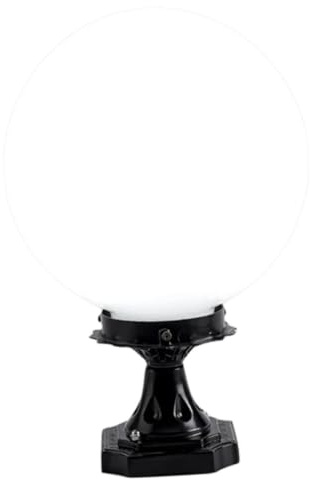 WOONEKY Lámpara de Globo Acrílico para Poste de Luz 20 Cm Base de Aluminio Cuadrada para Iluminación Exterior de Patio y Jardín, Luz de Columna para Exteriores, Set de 1 Unidad