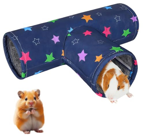 ARTGUTS Meerschweinchen Tunnel, Waschbarer Kuscheltunnel für Ratten Frettchen Kaninchen, Winter Wärme Spieltunnel Versteck für Kleintiere, Ideal Zubehör für Meerschweinchen Versteck Hamster (Blau