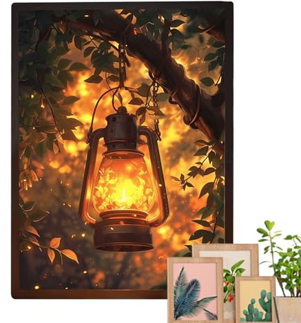 Dipinto illuminato, 3 colori – Lampada da parete dimmerabile a tre livelli per casa, camera, cucina, compleanno, festa di nozze