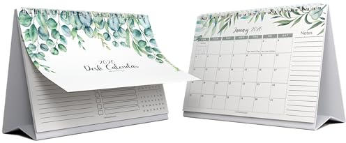 Hippowarehouse Desk Calendar 2026 green leaves Stylish Monthly Planner A5 with Thick Card Cover Academic Year Planner