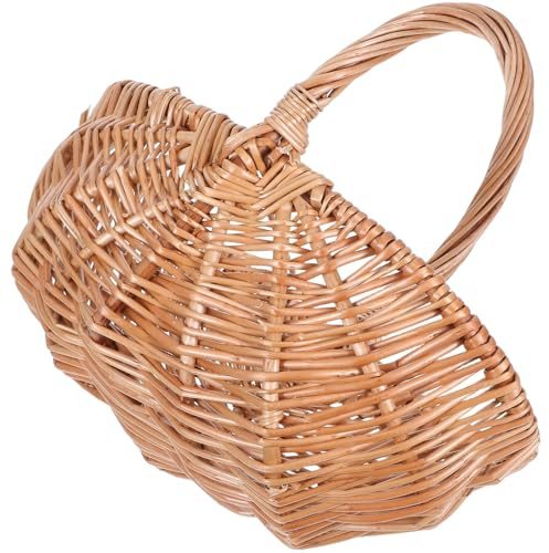 DOITOOL Panier Osier Anse Tressé Main pour Cueillette Œufs et Légumes Panier Courses Léger pour Pique- et Shopping Extérieur Vannerie Artisanale Naturelle Portable
