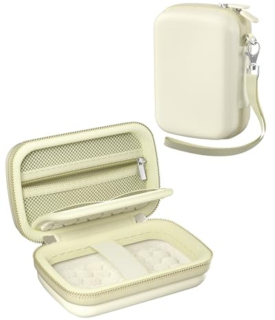 ProCase Digital Camera Case for CAMKORY/Lecran/Lecnippy/Froitx/aycy/FJFJOPK/Kodak PIXPRO FZ55/FZ45 4K Vlogging Camera, Compact Hard Storage Travel Bag with Mesh Pocket for Batteries, SD Card -Cream