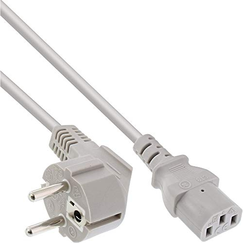 InLine 16655G - Cable (5 m, Male connector / Female connector, Enchufe tipo E, C13 acoplador, Gris)