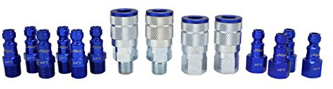 Milton Coupler & Plug Kit - (T-Style, Blue) - 1/4 NPT, (14-Piece) - S-314TKIT