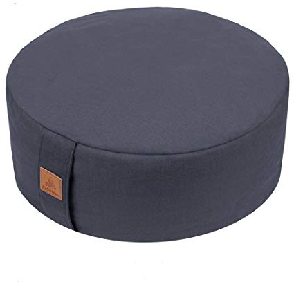 FelizMax Zafu Buckwheat Meditation Cushion,D=33cm/41cm H=14cm,Round Zabuton Meditation Pillow,Yoga Bolster Kneeling Pillow Premium Yoga Pillow Sitting on Floor Zippered Cotton Cover-41cm, Dark Grey