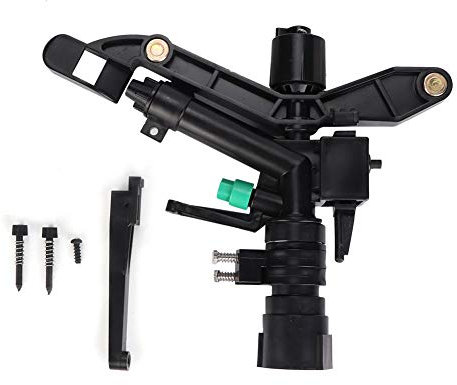 Tissting Aspersor de Goteo, Cabezal de Aspersión Metálico Verde Ajustable con Rotación 360° y Doble Salida para Riego Eficiente en Jardines, Huertos y Agricultura, Riego Uniforme y para Plantas