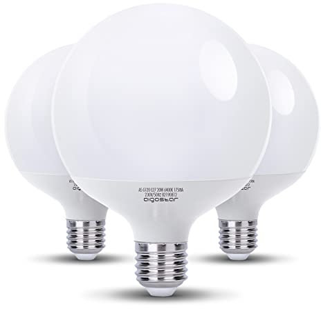 Aigostar LED E27 20W Leuchtmittel Birne Lampe Kaltweiß 6500K 2060 Lumen Abstrahlwinkel 180 Grad G120 Glühbirnen Tropfen Groß Hell Energiespar 3 Pack