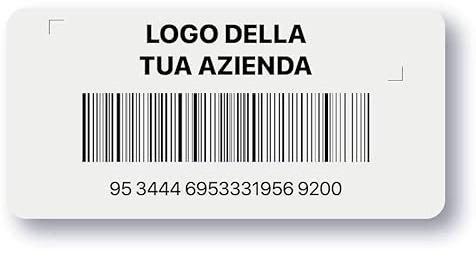 Etichette inventario beni cespiti personalizzate 47 x 22 mm in poliestere argento opaco (1000)