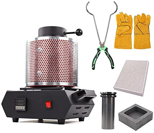 2100 W elektrischer Goldschmelzofen mit 3 kg Graphit-Tiegel für Schmelzkratzer, 2100 F digitale Metallschmelzmaschine mit Netzschutz, Silber, Gold, Kupfer, Aluminium, 220 V Verfeinerungsgussofen