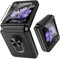 Fewdew for Samsung Galaxy Z Flip 5 Case with Back Screen Protector & Hinge Protection,360°Rotate Ring Magnetic Kickstand Hard Shockproof Protective Cover for Samsung Galaxy Z Flip 5,Carbon Fiber Black