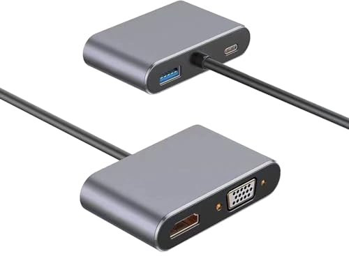 iFCOW Hub USB C VGA, adaptateur multiport USB C vers HDMI USB 3. Port 0 et sortie USB C 4K pour MacBook Pro/Dell XPS/Samsung Galaxy