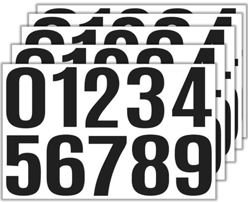 5 Sheets Mailbox Number stickers 4 Inch Waterproof Vinyl Large Decals Self Adhesive House numbers for Signs Cars Doors Business Address number (Black)