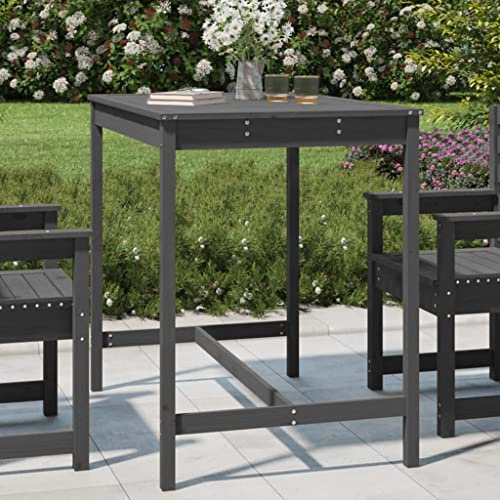LAPOOH Gartentisch Grau 121x82,5x110 cm Massivholz Kiefer Terrassentisch, Esstisch Garten, Balkontisch, Gartenesstisch, Gartenmöbel, Partytisch, 824090