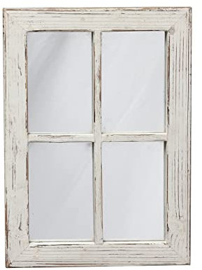 Sintosin Specchio da Parete Rettangolare 28 x 40 cm, Shabby Chic Specchio con Cornice in Legno Bianco, Specchio per Ingresso, Camera da Letto, Soggiorno