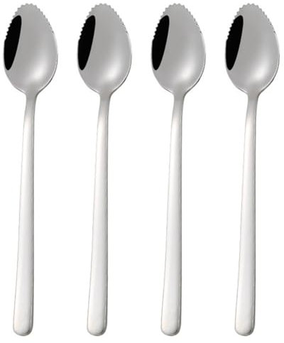 BZQCPLX 4pcs Stainless Steel Fruit Scraping Spoon, Serrated Grapefruit Spoon, Fruit & Dessert Spoon