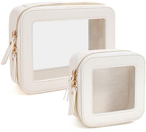 FFpaw Travel Clear Makeup Bag Set, TSA Approved Cosmetic Bag Case with Zipper Portable Makeup Pouch Toiletry Bag Traveling Cosmetic Organizer Storage Bag Car Organizer Car Essentials