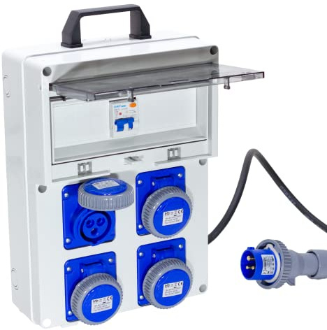 ELETTROWATT - Quadro Elettrico di Distribuzione Industriale da Cantiere ASC Portatile - 4 Prese CEE IP67 da 16A - Magnetotermico da 16A - Quadro Monofase Con Certificazione Inclusa - Made in Italy