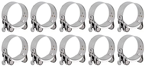 Sunicon 10Pcs Hose Clamp,201 Stainless Steel Reinforced Full Appearance Galvanized Pipe Clamps for Plumbing,Automotive,Dishwasher,Washing Machine, Mechanical Applications (48-51mm)