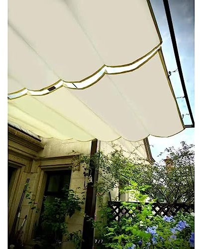 Rygcrud Pergola Auvent Rétractable Voile D'ombrage Imperméable, Auvent De Terrasse Extérieur - Fil Coulissant Ombrage en Tissu Système, Toit Pare-Soleil pour Terrasse De Maison en Verre(3x6m)