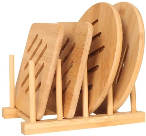 feyiubmen 2 Stück Square and 2 Stück Circular Für Meinen untersetzer 17CM kreisförmige ablegescheiben aus bambusfolie, tischschutz mit heißem Teller/töpfe/teekanne/Kissen.