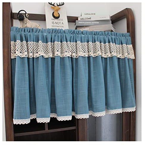 Blaue Garnvorhänge für Küchenschrank, kurzer Vorhang, Waschbecken-/Schrankvorhang, Volants für Küchenfenster, Wohnzimmerschränke, Kleiderschränke, Türvorhänge (Größe: 200 x 123 cm)