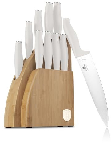 Berlinger Haus 10-teiliges Messerset/Rostfreier Aus gehärtetem Stahl 3cr13/mit BAMBOO-Ständer/matt bordeaux/Sahara Collection