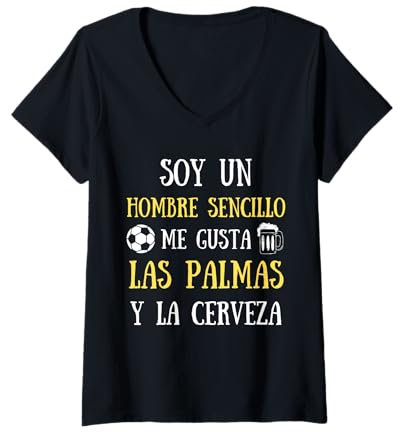 Mujer Las Palmas Futbol Hombre Divertido Regalo Seguidor Cerveza Camiseta Cuello V