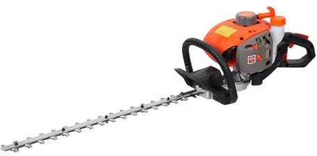funrautz Petrol Hedge Trimmer, Powerful Petrol Garden Cutter with 60cm Double-Sided Blade, Lightweight Hedge Shears, Gas Powered Shrub Pruner, Anti-Vibration Handle, Efficient Bush Cutter Orange