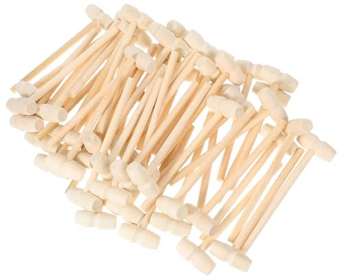 FUNOMOCYA 50pcs Wooden Small Hammer Toy Mini Mallet for Boys and Girls Educational Hammering Crafts Pounding Toy at Home Playtime Activity