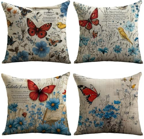 Cuscini Esterno Rosso Federe Cuscini Divano 70x70cm Cuscino Divano Farfalla Velluto Copricuscini Decorativi Doppia Faccia Stampa Fodera per Cuscino per Sedia Camera Letto Esterni Giardino JL-435