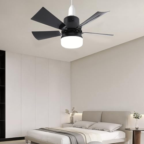 Cuifati Ventio del Soffitto da 15,7 Pollici con Ventola a Soffitto Leggera e Remota a Sfioramento con Leggera velocità del a 3 Colori 3 Colori, Lampada da Ventola E26, per Camera da (BLACK)