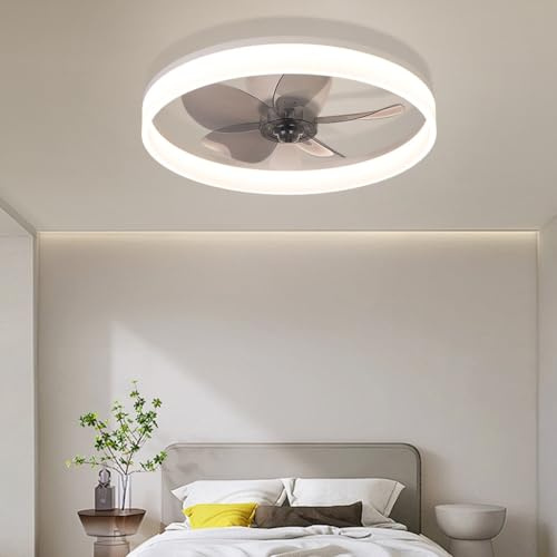 ENXING Ventilateur De Plafond LED Avec Éclairage, Silencieux Ventilateur Lumière Dimmable Couleur Luminosité 40W Créatif Acrylique Lampe Nouvelle Chambre Moderne Enfants Salle Manger Table Lumière(bla