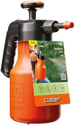 Claber Drucksprühgerät 2 L – Pumpzerstäuber für Garten, Gemüsebeet und Pflanzen, Einstellbare Düse, Chemikalienbeständig