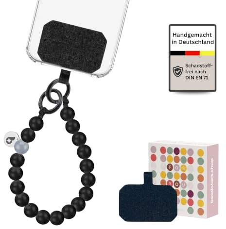 beadstars® Handykette kurz aus Holzperlen | Universal Handyanhänger für alle Smartphones | Handmade in Germany | kompatibel mit iPhone, Samsung u.a. | ideal als Geschenke für Frauen