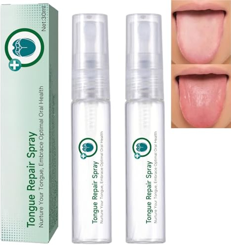 2PcsTongue Repair Spray,Moisturizing Dry Mouth Spray,Fissured Tongue Relief Spray,Instant Dry Mouth Relief,Breath Freshener Spray for Tongue Relief,Tongue Relief Treatment for White Coating Bad Breath